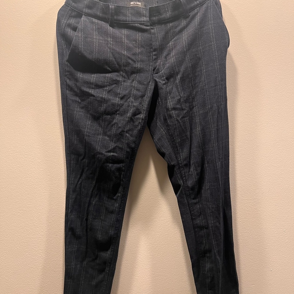 Only & Sons Men's Black Pinstripe Pants 32w 32l